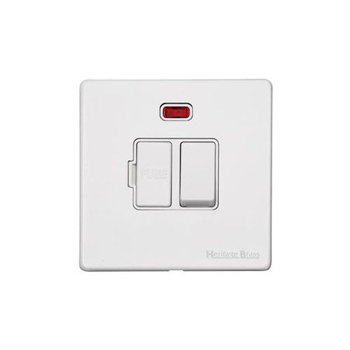 Vintage Range Gloss White Switches & Sockets, XGL - Switched Spur with Neon (13 Amp) by Heritage Brass By M-Marcus