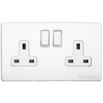 Vintage Range Gloss White Switches & Sockets, XGL - Double Socket (13 Amp) by Heritage Brass By M-Marcus