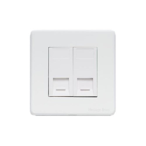 Vintage Range Gloss White Switches & Sockets, XGL - 2 Gang Master Line Socket by Heritage Brass By M-Marcus