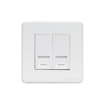 Vintage Range Gloss White Switches & Sockets, XGL - 2 Gang CAT6 by Heritage Brass By M-Marcus
