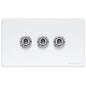 Vintage Range Gloss White Switches & Sockets, XGL - 3 Gang Toggle Switch by Heritage Brass By M-Marcus
