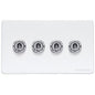 Vintage Range Gloss White Switches & Sockets, XGL - 4 Gang Toggle Switch by Heritage Brass By M-Marcus