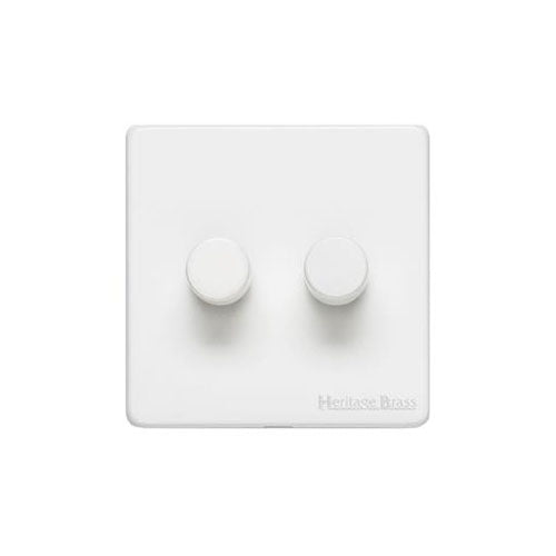 Vintage Range Gloss White Switches & Sockets, XGL - 2 Gang Dimmer 400 watts (Compatible with halogen/ incandescent bulbs) by Heritage Brass By M-Marcus