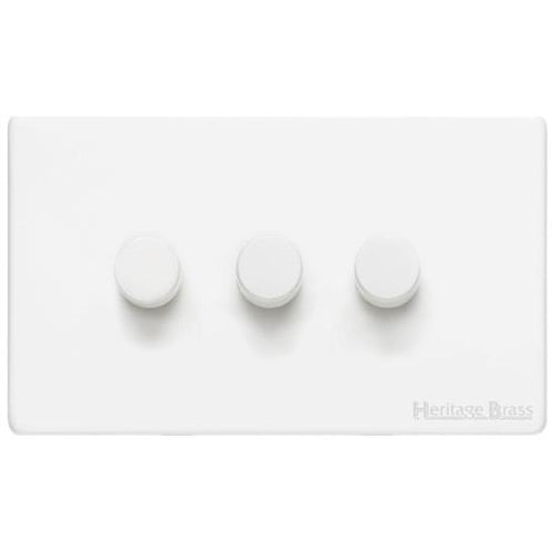 Vintage Range Gloss White Switches & Sockets, XGL - 3 Gang Dimmer 250 watts (Compatible with halogen/ incandescent bulbs) by Heritage Brass By M-Marcus