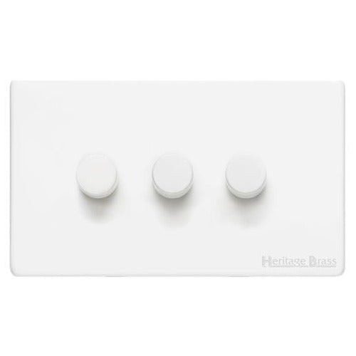 Vintage Range Gloss White Switches & Sockets, XGL - 3G Multi Location Primary Dimmer by Heritage Brass By M-Marcus