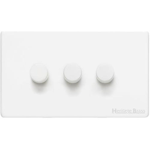 Vintage Range Gloss White Switches & Sockets, XGL - 3 Gang TED Dimmer (Compatible with LED Lamps) by Heritage Brass By M-Marcus