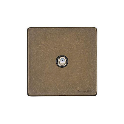 Vintage Range Rustic Brass Switches & Sockets, XRB - 1 Gang Satellite Socket by Heritage Brass By M-Marcus