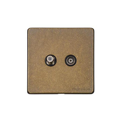 Vintage Range Rustic Brass Switches & Sockets, XRB - TV/Satellite Socket by Heritage Brass By M-Marcus