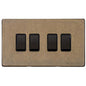 Vintage Range Rustic Brass Switches & Sockets, XRB - 4 Gang Rocker Switch by Heritage Brass By M-Marcus