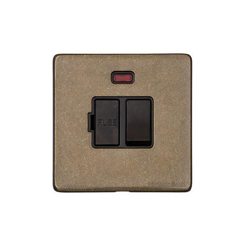 Vintage Range Rustic Brass Switches & Sockets, XRB - Switched Spur with Neon (13 Amp) by Heritage Brass By M-Marcus