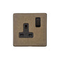 Vintage Range Rustic Brass Switches & Sockets, XRB - Single Socket (13 Amp) by Heritage Brass By M-Marcus