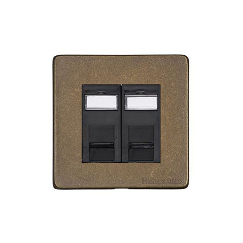 Vintage Range Rustic Brass Switches & Sockets, XRB - 2 Gang Master Line Socket by Heritage Brass By M-Marcus