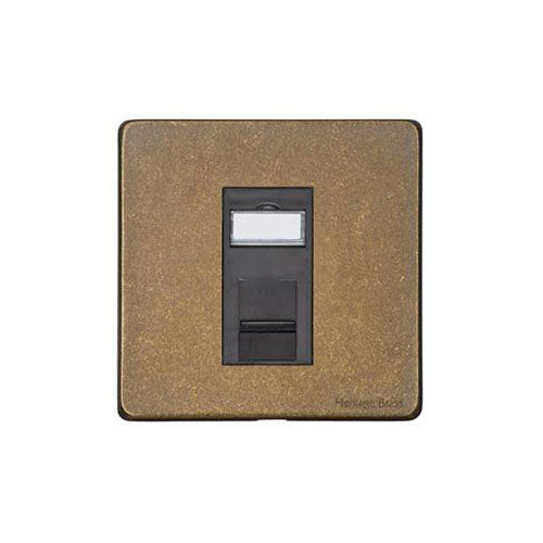 Vintage Range Rustic Brass Switches & Sockets, XRB - 1 Gang RJ11 by Heritage Brass By M-Marcus