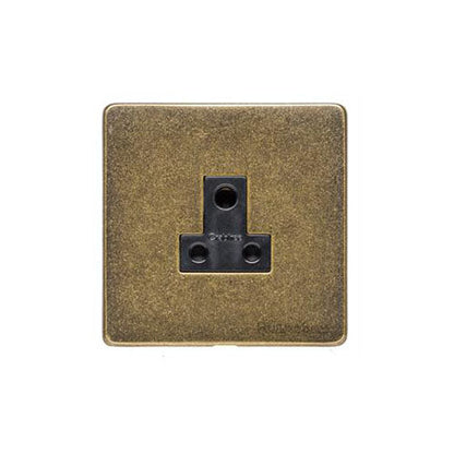 Vintage Range Rustic Brass Switches & Sockets, XRB - 5 Amp 3 Round Pin Socket by Heritage Brass By M-Marcus