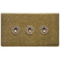 Vintage Range Rustic Brass Switches & Sockets, XRB - 3 Gang Toggle Switch by Heritage Brass By M-Marcus