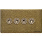 Vintage Range Rustic Brass Switches & Sockets, XRB - 4 Gang Toggle Switch by Heritage Brass By M-Marcus