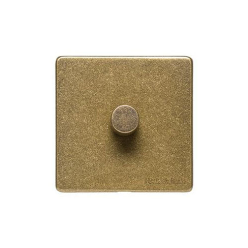 Vintage Range Rustic Brass Switches & Sockets, XRB - 1 Gang Dimmer 250 watts (Compatible with halogen/ incandescent bulbs) by Heritage Brass By M-Marcus