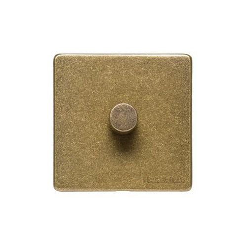 Vintage Range Rustic Brass Switches & Sockets, XRB - 1 Gang Dimmer 400 watts (Compatible with halogen/ incandescent bulbs) by Heritage Brass By M-Marcus