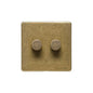 Vintage Range Rustic Brass Switches & Sockets, XRB - 2 Gang Dimmer 250 watts (Compatible with halogen/ incandescent bulbs) by Heritage Brass By M-Marcus