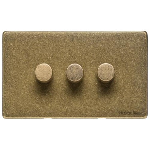 Vintage Range Rustic Brass Switches & Sockets, XRB - 3G Multi Location Secondary Dimmer by Heritage Brass By M-Marcus