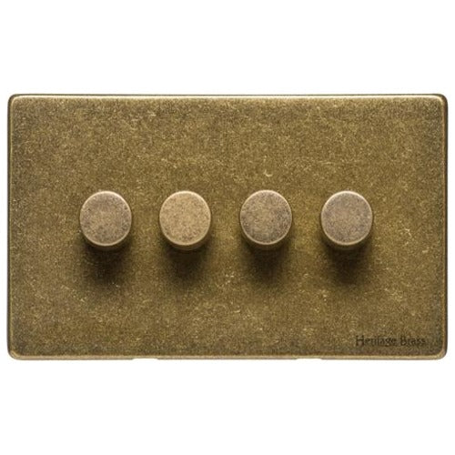 Vintage Range Rustic Brass Switches & Sockets, XRB - 4G Multi Location Secondary Dimmer by Heritage Brass By M-Marcus