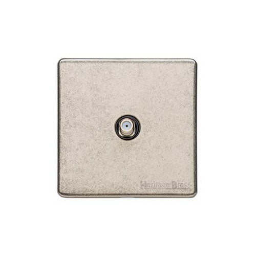 Vintage Range Rustic Nickel Switches & Sockets, XRN - 1 Gang Satellite Socket by Heritage Brass By M-Marcus