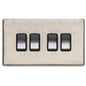 Vintage Range Rustic Nickel Switches & Sockets, XRN - 4 Gang Rocker Switch by Heritage Brass By M-Marcus
