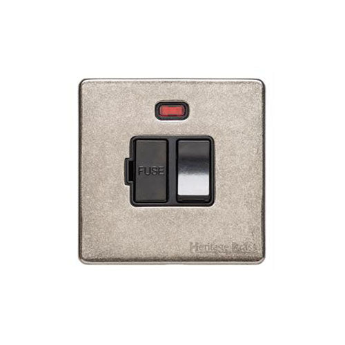 Vintage Range Rustic Nickel Switches & Sockets, XRN - Switched Spur with Neon (13 Amp) by Heritage Brass By M-Marcus