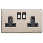 Vintage Range Rustic Nickel Switches & Sockets, XRN - Double Socket (13 Amp) by Heritage Brass By M-Marcus