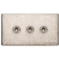 Vintage Range Rustic Nickel Switches & Sockets, XRN - 3 Gang Toggle Switch by Heritage Brass By M-Marcus