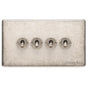 Vintage Range Rustic Nickel Switches & Sockets, XRN - 4 Gang Toggle Switch by Heritage Brass By M-Marcus