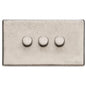 Vintage Range Rustic Nickel Switches & Sockets, XRN - 3 Gang Dimmer 250 watts (Compatible with halogen/ incandescent bulbs) by Heritage Brass By M-Marcus