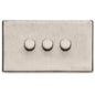 Vintage Range Rustic Nickel Switches & Sockets, XRN - 3 Gang Dimmer 400 watts (Compatible with halogen/ incandescent bulbs) by Heritage Brass By M-Marcus