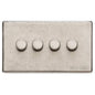 Vintage Range Rustic Nickel Switches & Sockets, XRN - 4 Gang Dimmer 400 watts(Compatible with halogen/ incandescent bulbs) by Heritage Brass By M-Marcus