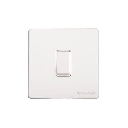 Vintage Range Matt White Switches & Sockets, XWH - 1 Gang Rocker Switch by Heritage Brass By M-Marcus