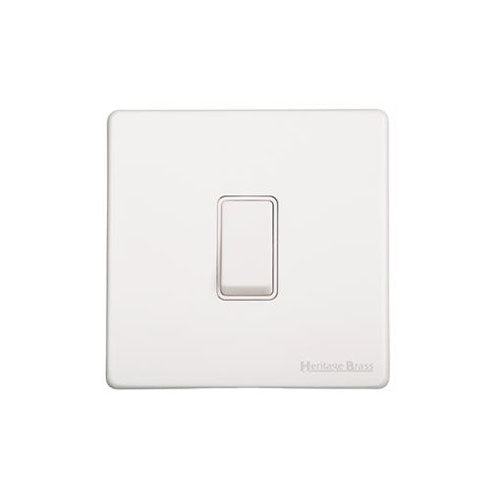 Vintage Range Matt White Switches & Sockets, XWH - 1 Gang Intermediate Rocker Switch by Heritage Brass By M-Marcus