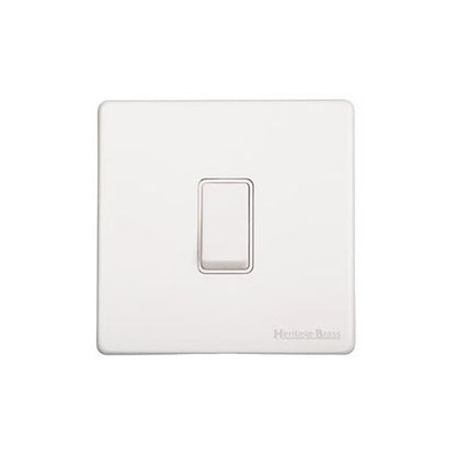 Vintage Range Matt White Switches & Sockets, XWH - 1 Gang Intermediate Rocker Switch by Heritage Brass By M-Marcus