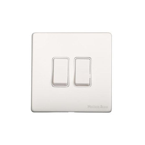 Vintage Range Matt White Switches & Sockets, XWH - 2 Gang Rocker Switch by Heritage Brass By M-Marcus