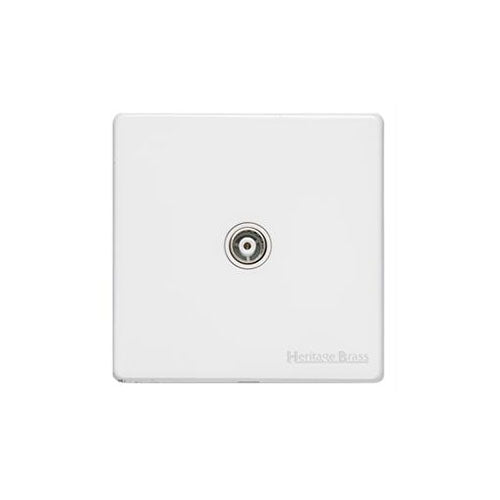 Vintage Range Matt White Switches & Sockets, XWH - 1 Gang Isolated TV Coaxial Socket by Heritage Brass By M-Marcus