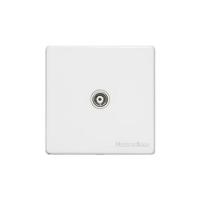 Vintage Range Matt White Switches & Sockets, XWH - 1 Gang Isolated TV Coaxial Socket by Heritage Brass By M-Marcus