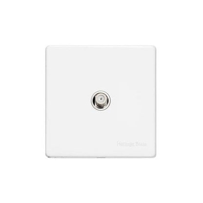 Vintage Range Matt White Switches & Sockets, XWH - 1 Gang Satellite Socket by Heritage Brass By M-Marcus