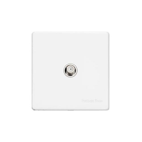 Vintage Range Matt White Switches & Sockets, XWH - 1 Gang Satellite Socket by Heritage Brass By M-Marcus