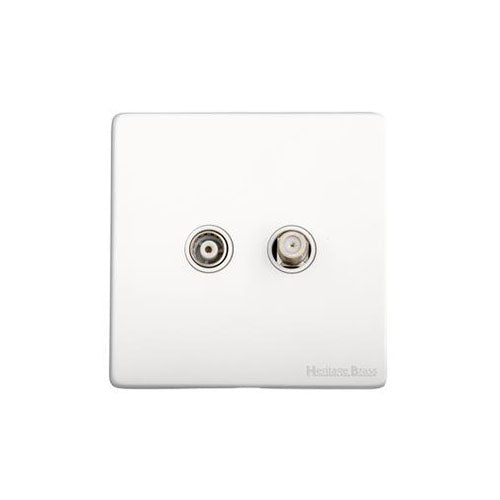 Vintage Range Matt White Switches & Sockets, XWH - TV/Satellite Socket by Heritage Brass By M-Marcus