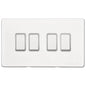 Vintage Range Matt White Switches & Sockets, XWH - 4 Gang Rocker Switch by Heritage Brass By M-Marcus