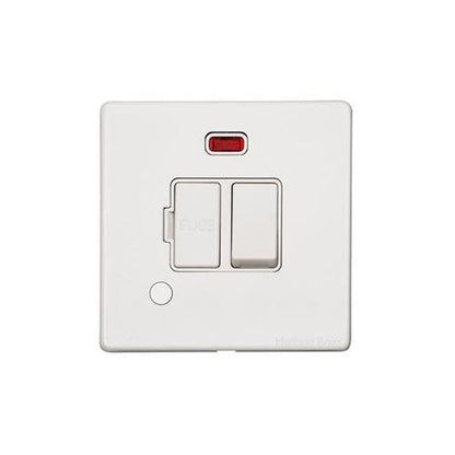 Vintage Range Matt White Switches & Sockets, XWH - Switched Spur with Neon + Cord (13 Amp) by Heritage Brass By M-Marcus