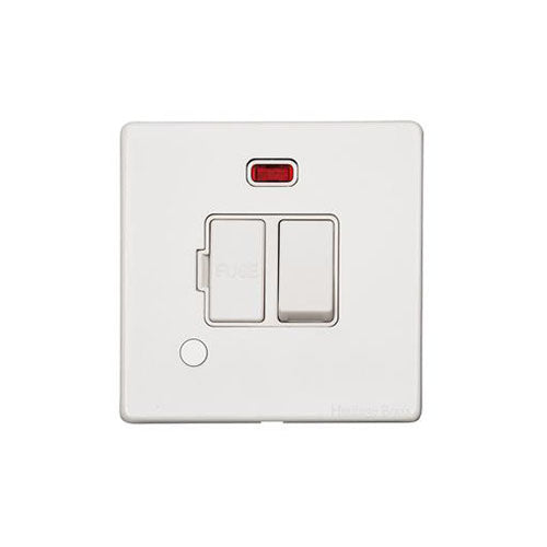 Vintage Range Matt White Switches & Sockets, XWH - Switched Spur with Neon + Cord (13 Amp) by Heritage Brass By M-Marcus
