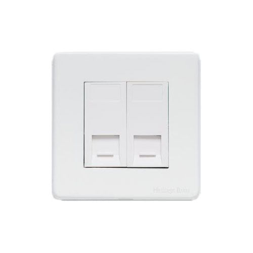 Vintage Range Matt White Switches & Sockets, XWH - 2 Gang Master Line Socket by Heritage Brass By M-Marcus