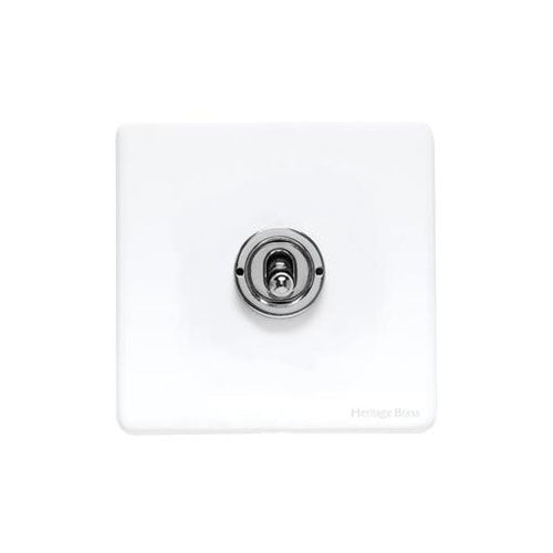Vintage Range Matt White Switches & Sockets, XWH - 1 Gang Toggle Switch by Heritage Brass By M-Marcus