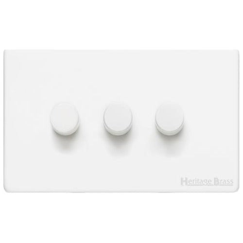 Vintage Range Matt White Switches & Sockets, XWH - 3G Multi Location Primary Dimmer by Heritage Brass By M-Marcus