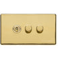 Studio Range Polished Brass Switches & Sockets, Y01 - 3G Mixed Toggle Dimmer Switch 1xToggle 2xTED by Heritage Brass By M-Marcus